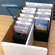 30 BCW Graded Card Box Dividers Index Tab Fit BCW Shoe Box Super Vault in White