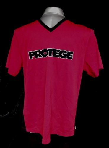 Red Protege Shirt sz M to L pullover v neck Black embroidered Lettering