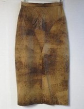 David Benjamin Size 7 Brown Leather Straight Skirt, Lined, Snaps up back, UNIQUE