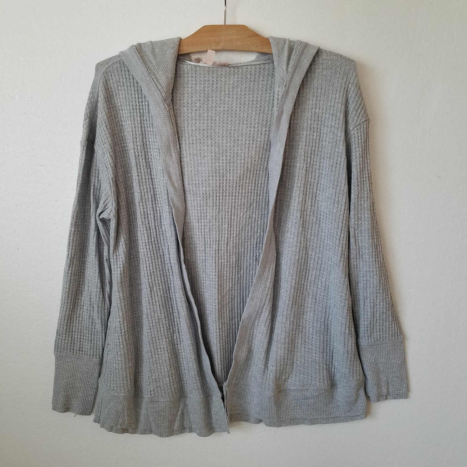 Philosophy Womens S Open Front Cardigan Hooded Waffle Knit Sweater