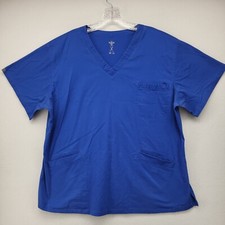 Couture Women's Scrub Top Blue 2XL XX-LARGE Pullover Short Sleeve