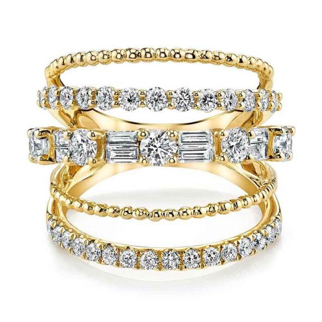 Luxury 18k Yellow Gold Plated Rings for Women jewelry Cubic Zirconia Size 6-10