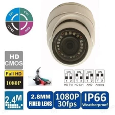 2PK 4 in1 1080P/2.4MP, CVI,TVI, AHD Analog Support IR Eyeball 2.8mm  65ft