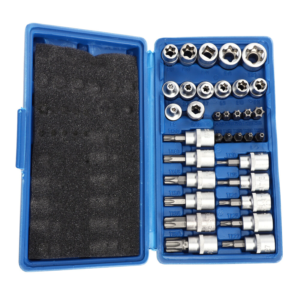 Torx Bit Socket Set 34pcs 3/8" Dr. E4E20 Car Repair E Star Socket Hex