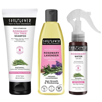 Soulflower Rosemary Hair Growth Kit ( Hair Oil + Shampoo + Rosemary Water ) FS