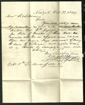 1844 Hale & Co. Letter Falls River Massachusetts to New York