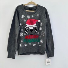 Merry Pugmas Sweater Kids Youth XS 4-5 Ugly Christmas Sweater