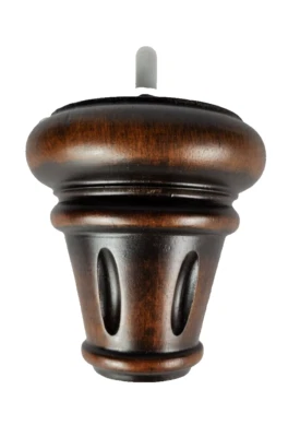 PFI GROUP 4" Wood Turned Furniture Legs Medium Walnut Finish (22130) 5/16" Bolt - Set of 4