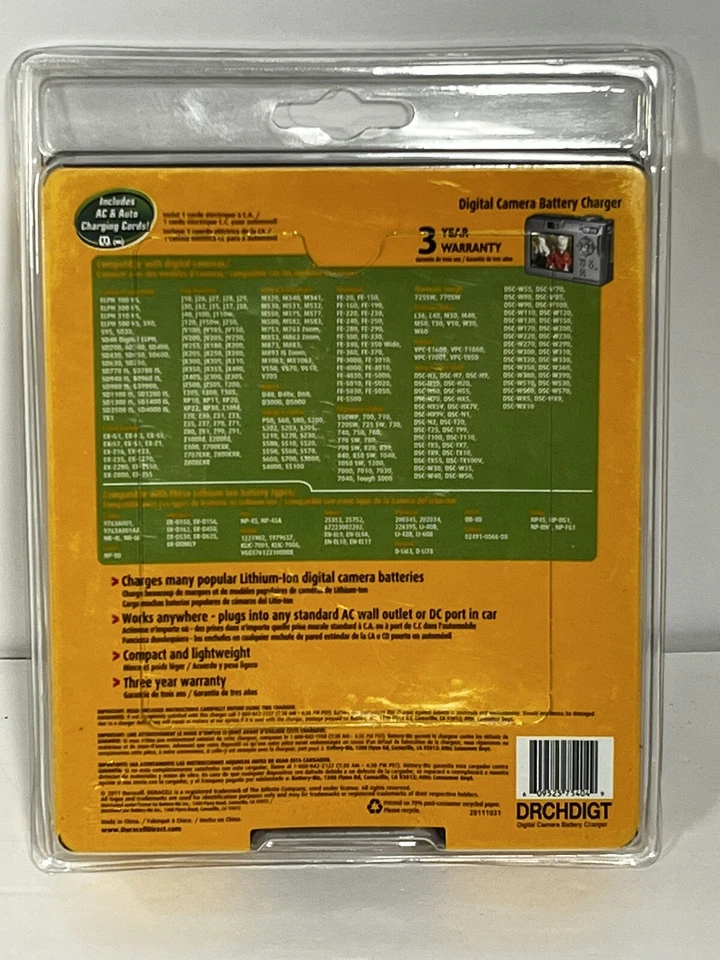 CARGADOR BATERÍA CÁMARA DIGITAL DURACELL PARA COCHE, HOGAR, TRABAJO Y VIAJES Foto 2 de 4
