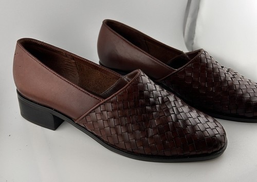 ARTIVA Woven Leather Loafers Slip On Dress Shoes Sandra 8.5M Handmade In Brazil - Picture 2 of 21