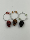 3 Unique Halloweeen Skull Charms - Jewlery making, Crafts, Wine glass markers