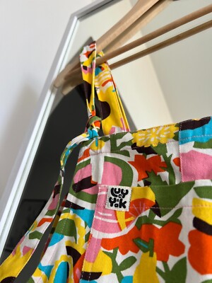 Lucy & Yak x Asahi Nagata Colorful Dungarees Picnic fruit Print