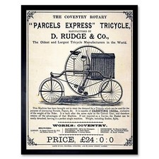 Advert Rudge Tricycle Vintage Bike Coventry Uk 12X16 Inch Framed Art Print