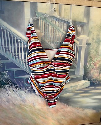 Women's Plus Size Multi-Color One Piece Bathing Suit By Anne Cole Sz. 22W