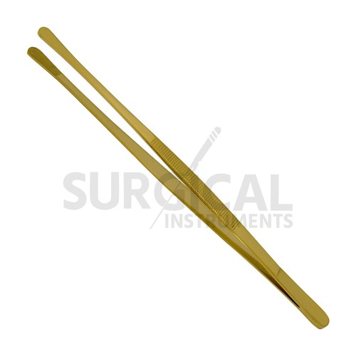 BBQ Kitchen Cooking Tweezers Tongs 10" Extra-Long Stainless with Round Tip Gold - Picture 5 of 9
