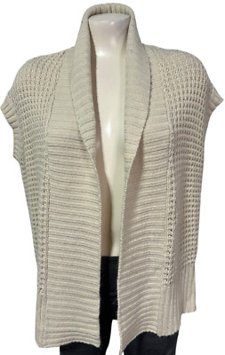 Roxy Women's Sweater Cardigan Vest PacSun Ivory Open Front Knit Size M