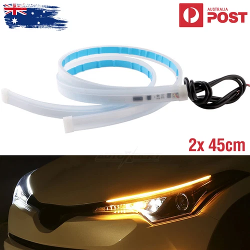 Pair 45cm Sequential LED StripIndicator Turn Signal DRL Daytime Running Light - Picture 10 of 14