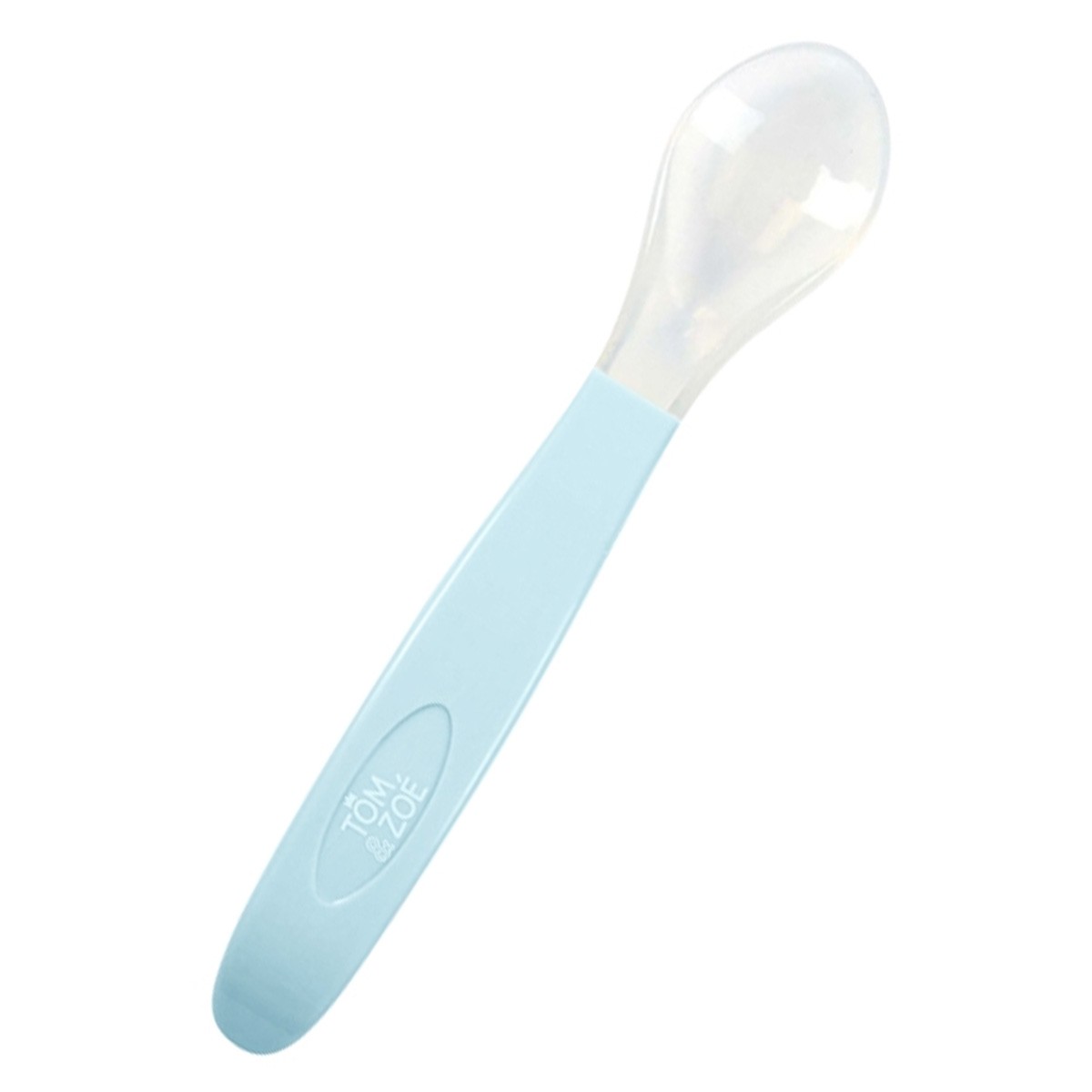Cuillère bébé en silicone de qualité supérieure Tom & Zoé ergonomique bleu
