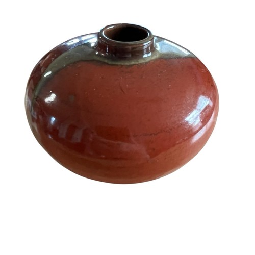 Kasama Vase Japanese Art Pottery Mini Vase Vintage Bulbous Squat Oxblood Retro - Picture 5 of 10