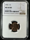 1953  1C RD  Lincoln Wheat One Cent NGC MS66RD  6967816-004