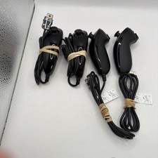 Lot of 4  Official Wii Nunchuck Black Remote Nintendo Wii U OEM Controller