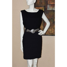 Alice + Olivia Black Chiffon Ruffle Keyhole Open Back Sheath Dress Size M