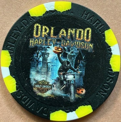 Harley Davidson Wide Print Poker Chip 2024 Orlando Halloween Headless Pumpkinman