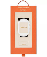 Tory Burch T Monogram White Silicone Band for Apple Watch, 41mm NEW