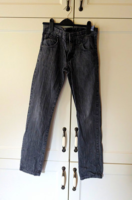 C&A Here+There Kinder Jeans grau Gr. 158 gerades Bein Denim Knopf Five-Pocket