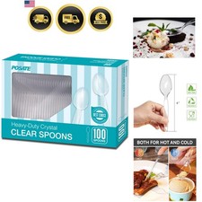 Heavyweight Plastic Spoons, Clear, 100 Count