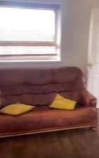 Brown Leather 2-Seater Sofa Couch 180cm W x 195cm L x 75cm H
