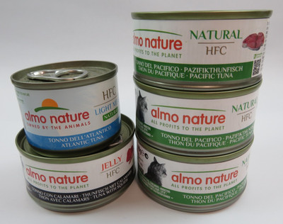 5x  70g Almo Nature Thunfisch und Huhn + 1x 50g