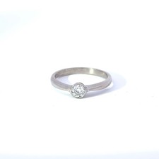 Vintage 18ct White Gold Diamond Rubover Flush Set Ring, 0.29ct