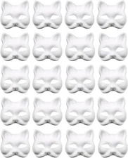 20Pcs Therian Cat Fox Mask White to Paint - Animal
