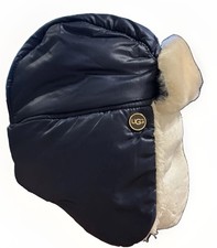 UGG Kids Blue Shearling Lined Trapper Hat Ear Flap One Size