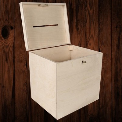 Großer abschließbarer Wunschbriefkasten Hochzeitsgast aus Holz mit Schlitz | 29 x 25 x 30 cm