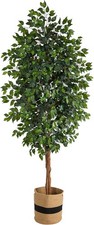 8ft. Ficus Artificial Tree in Handmade Natural Cotton Planter