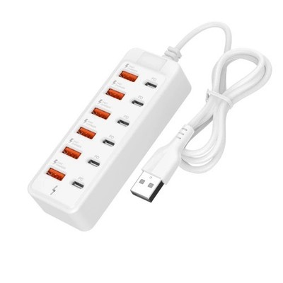 66W Fast Charging USB Hubs Electrical Socket With 6 USB Port And 6 Type C Port