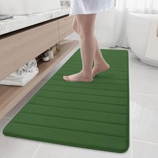 Buganda Memory Foam Bath Mat, 70" x 24", Ultra Soft X Olive Green
