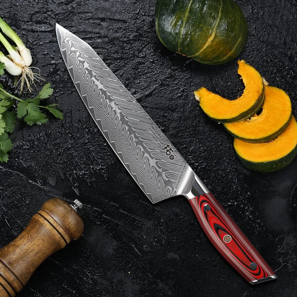 Cuchillo de chef japonés de 8,2"" Japón VG10 Damasco acero cocina carne verduras cuchillo Foto 3 de 4