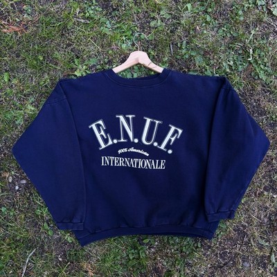 E.N.U.F Internationale Big Graphic Sweater (Medium) Navy/White
