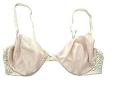 Vintage Playtex Thank Goodness It Fits Bra 36 near B pink satin Lace Wire