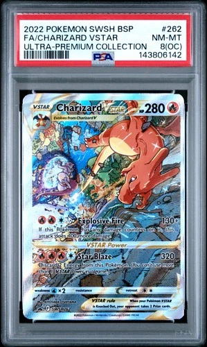 2022 POKEMON SWSH BLACK STAR PROMO #262 FULL ART/CHARIZARD VSTAR PSA 8
