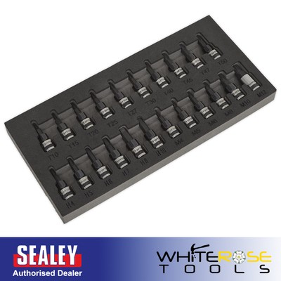Sealey TRX-Star Sechskant Spline Steckschlüssel Bit Set Premier schwarz 3/8'' Antrieb Torx EVA Fach