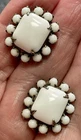 Vintage White Milk Glass Screw Back Earrings