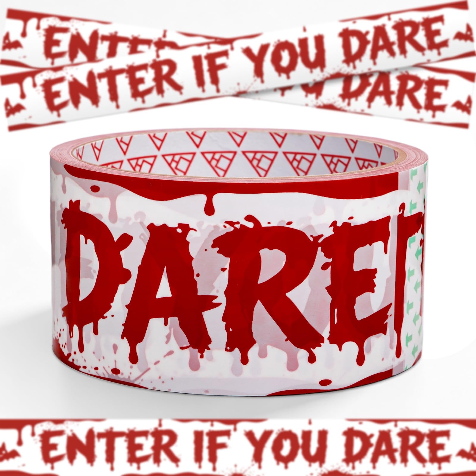 Halloween Decorations Outdoor - Adhesive Caution Tape 82 feet long, White&Red