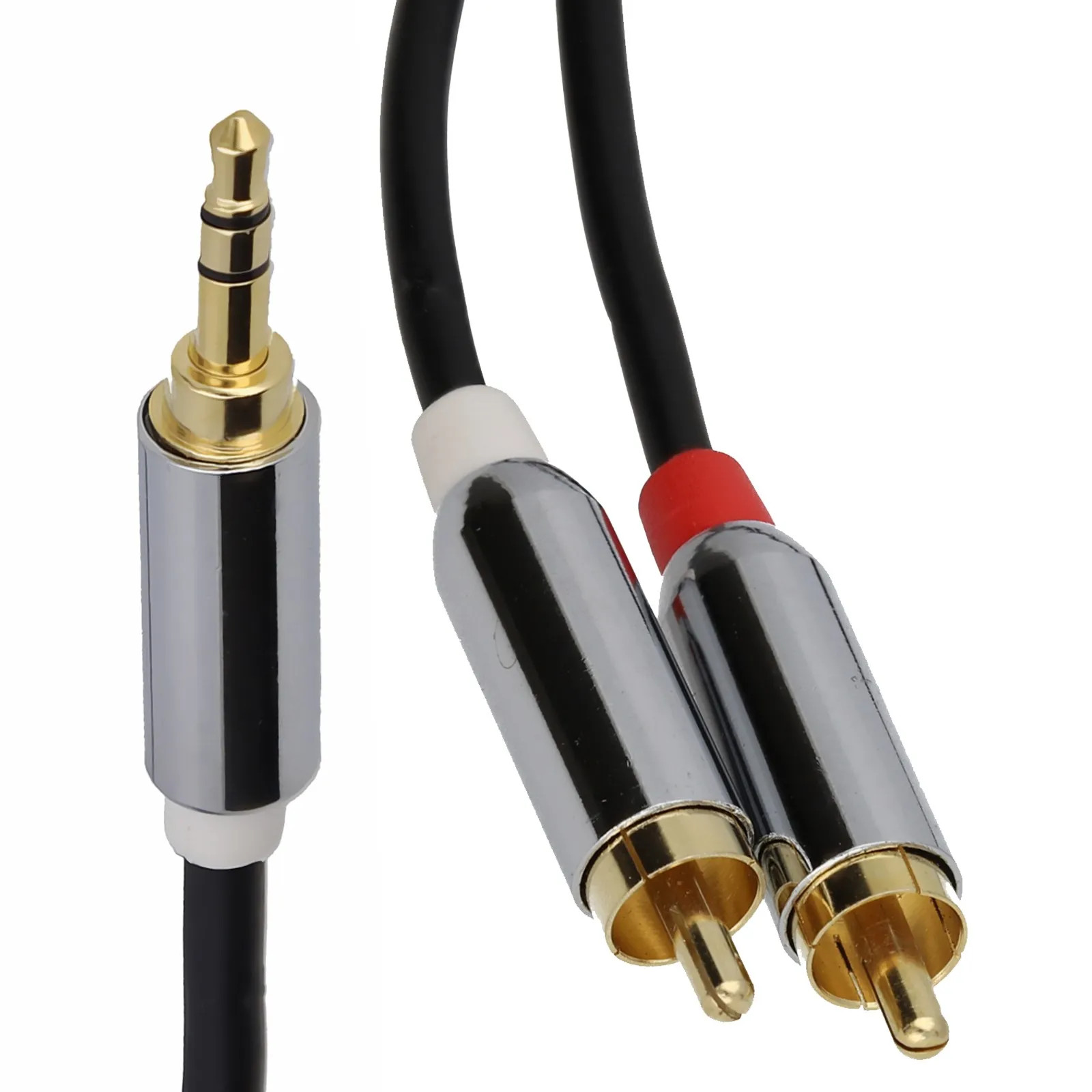 5m PRO OFC 3.5mm Stereo Jack to 2 x RCA Phono Plugs Cable Gold [007947]