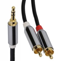 5M Pro Ofc 3,5Mm Stereo-Klinke Zu 2 X Rca Phono-Stecker Kabel Gold