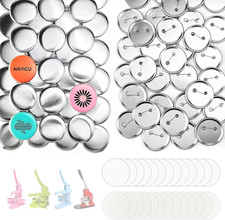50 Sets 2.28 Inch Button Maker Supplies Kit with Metal Shells, Pin Backs, Blank
