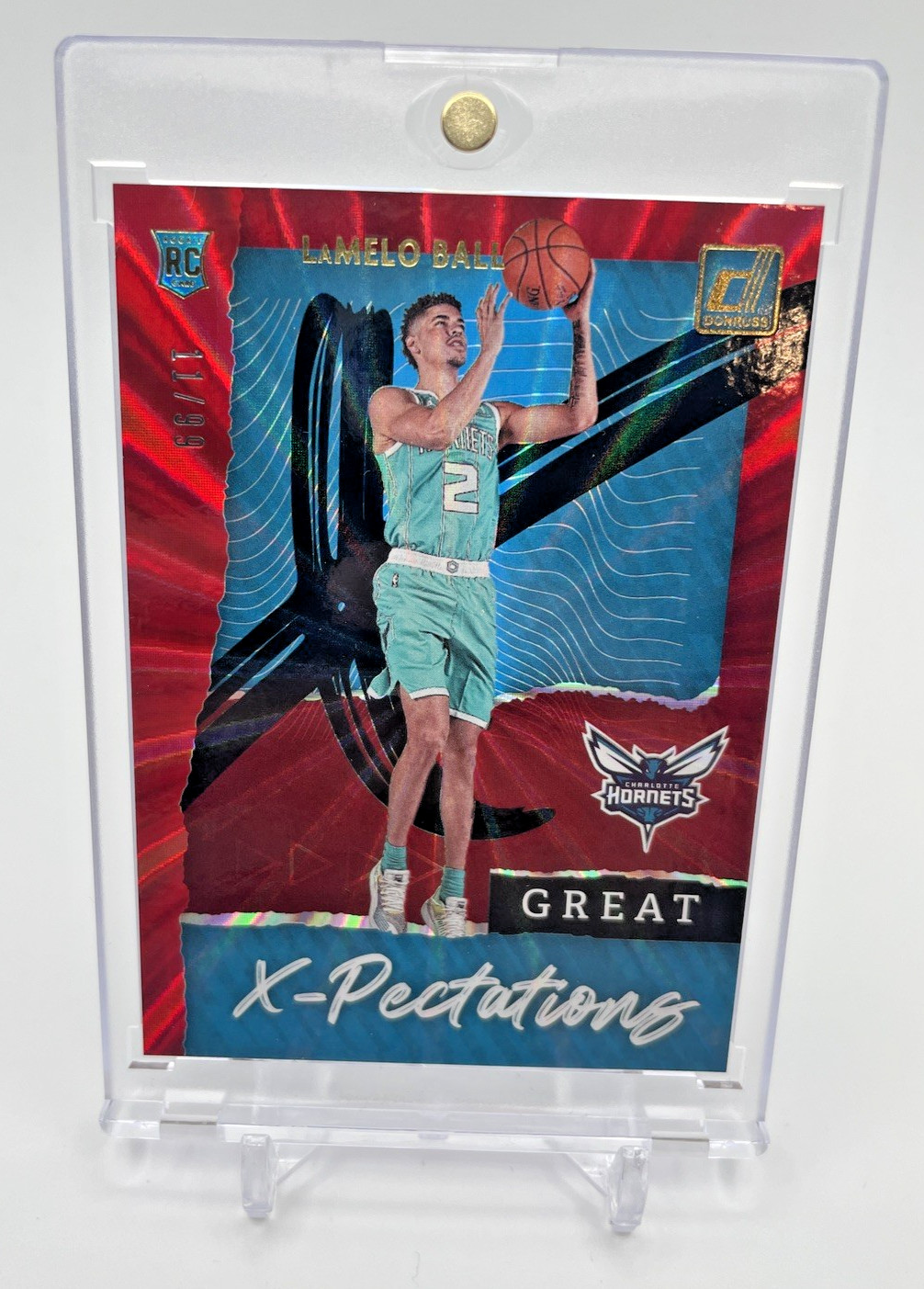 2020-21 Panini Donruss LaMelo Ball RC #'d /99 Red Laser Great X-Pectations